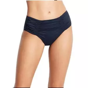 NWOT Seafolly SZ 12 USA Shirred High-Waisted Bikini Swim Bottom Black 122601 - Picture 1 of 4