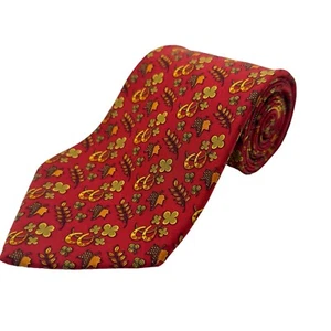 Salvatore Ferragamo Mens Silk Tie Necktie Red Lucky Charms Print Made in Italy - Picture 1 of 8