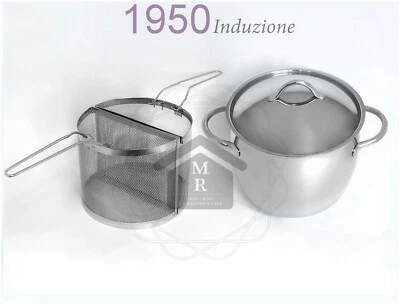 PENTOLA ALTA MULTIPASTA SPAGHETTIERA DOPPIO CESTELLO ACCIAIO INOX 1950 MEPRA - Immagine 1 di 4