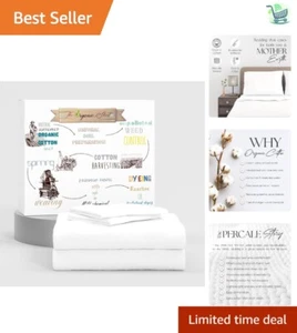 Lightweight King Size Percale Sheet Set, 4-Piece Organic Cotton - Easy Fit - Picture 1 of 11