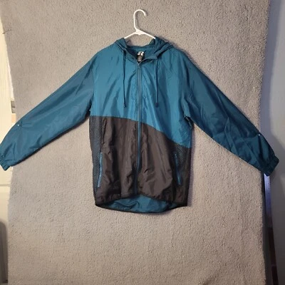 Russell Hooded Men's Green Black Windbreaker Zip Jacket Pockets  M 38-40 - Image 1 of 4