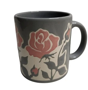 Taza de café de cerámica Waechtersbach gris con rosas rosadas - Imagen 1 de 6
