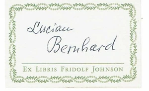 LUCIAN BERNHARD - GRAFICO E TYPE DESIGNER TEDESCO - AUTOGRAFO anni '60 su etichetta libro - Foto 1 di 1