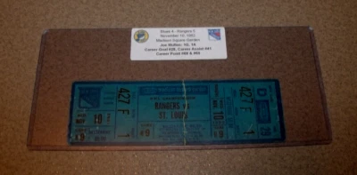 New York Rangers 11/10/1982 Full Ticket Joe Mullen 1G 1A Mike Rogers 1G 1A - Image 1 of 3
