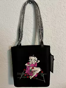 Nuevo Bolso de Mano Betty Boop Roses Microfibra Bordado Mediano Cubo ¡Demasiado Lindo! NOS - Imagen 1 de 12