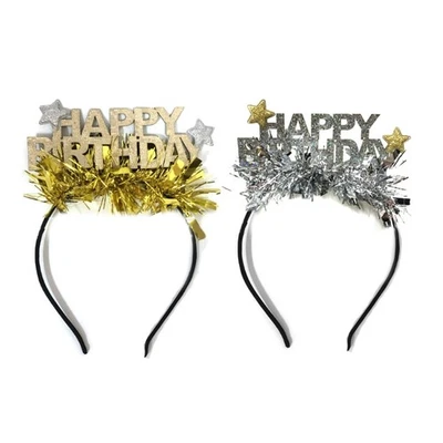 HAPPY BIRTHDAY Hairband for Celebration Party Shinning Hairband with Tinsel - Image 1 of 4
