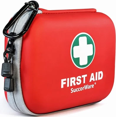 150 Pieces Mini First Aid Kit - Small Medical Kit with Hard Shell - Red - Image 1 of 4