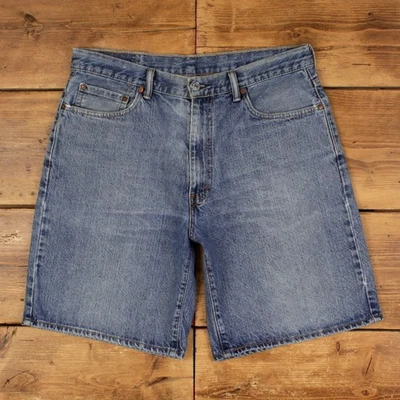 Vintage Levi's Denim Shorts 36 Levis 550 Hemmed Jorts Stonewash Bermuda Blue - Image 1 of 4