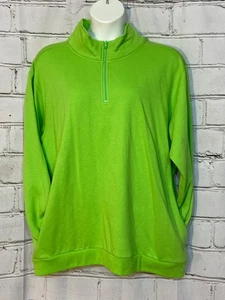 Victoria’s Secret PINK Half Zip Pullover Sweatshirt Neon Green XXL NWT $52.95 - Picture 1 of 7