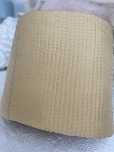 ๐ท Soft POTTERY BARN King WASHED VELVET QUILT Yellow Gold Channel Cottage Chic - Picture 1 of 8