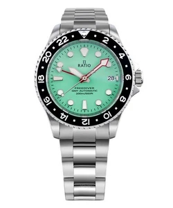 RATIO FreeDiver GMT Automatic RTF059 Men's Watch Green Dial Diver's 200M - Picture 1 of 5