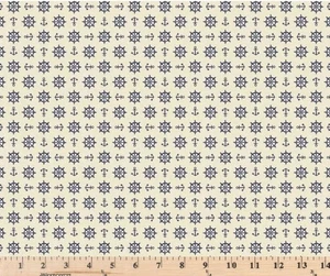 Bon Voyage cremefarbene Anker und Lenkräder CX10845-CRREM Stoff von einem halben Yard - Bild 1 von 5