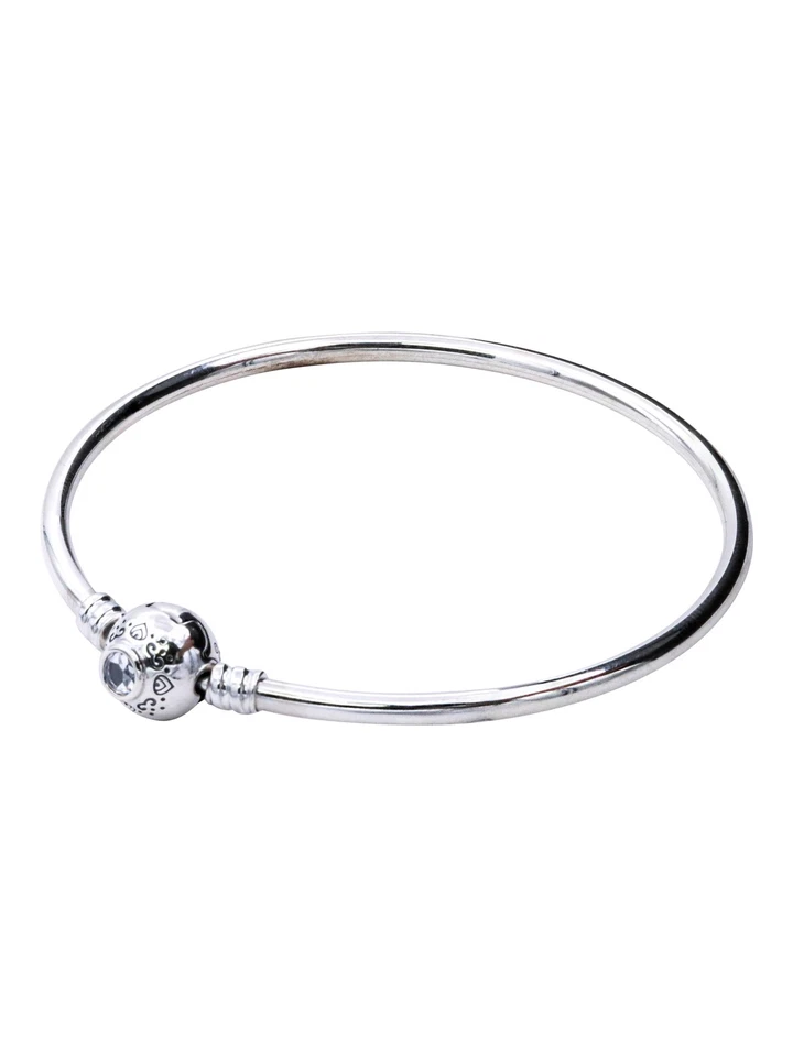 PANDORA Disney Aladdin & Princess Jasmine Clasp Bangle Silver 598037cz Size 6.7