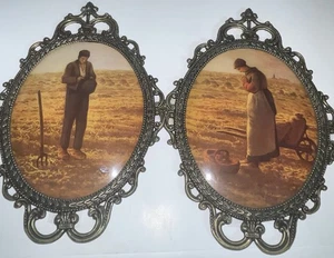 Vintage Convex Glass Ornate Metal “Harvest Prayer” Picture Frames - Picture 1 of 7