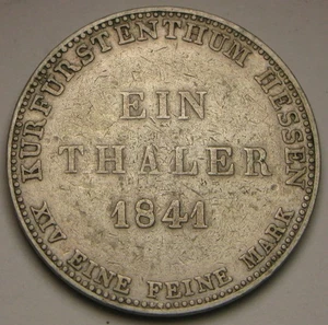 HESSE CASSEL (Germany) 1 Thaler 1841 - Silver 0.75 - Wilhelm II - VF+ - 4143 * - Picture 1 of 2