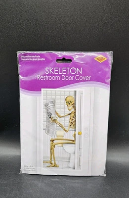 Beistle Halloween Esqueleto Baño Puerta Cubierta 30" X 5 Pies Espeluznante Fiesta Accesorio Foto 1 de 4