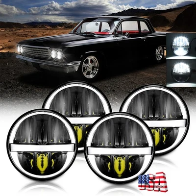 Подходит 1958-1975 для Chevy Bel Air 4 шт 105 Вт 5,75 дюйма светодиодные фары Halo DRL H5001 - Изображение 1 из 4
