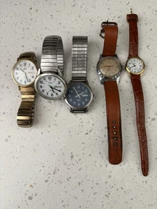 Rare Timex Marlin Men's Hand Wind Cordovan Band & Other Timex Watch Lot *READ* - Picture 1 of 19