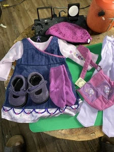 American Girl Doll JLY Retired Denim Jumper Outfit & Berry Nice Accessories - Picture 1 of 6