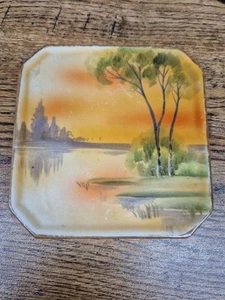 Nippon Morimura handbemalte Teefliese Untersetzer Bäume Wasser - Bild 1 von 4