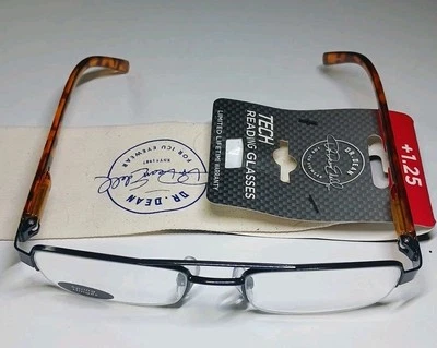 Gafas de lectura Dr. Dean Edell Tech + 1,25 aumento marrón y negro - ¡NUEVAS! Foto 1 de 4