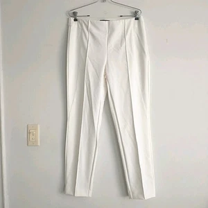 Lafayette 148 Gramercy Hose 12 weiß Gummibund Pipped Stretch Büro - Bild 1 von 7