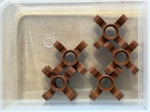 LEGO Parts - Reddish Brown Technic, Pin Connector 4 Clips - No 90202 - QTY 5 - Picture 1 of 1