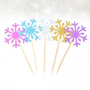 100pcs Snow Christmas Cake Picks Paper Party Cupcake Decor - Picture 1 of 11