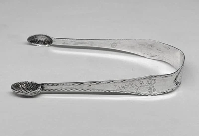 Antigua MONEDA AMERICANA DEL SIGLO XVIII PLATA Pinzas de Azúcar Arco de Cinta Grabada, enredaderas Foto 1 de 4