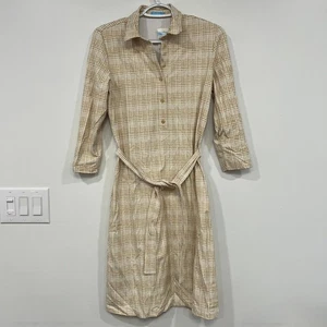 Vestido J Mclaughlin Calla XS NUEVO CON ETIQUETAS $248 Catalina Hasta la Rodilla Cuello Cinturón Matriz Tostada - Imagen 1 de 7