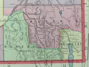 Vintage 1904 IDAHO Map 14"x22" ~ Old Antique Original BOISE PARIS POCATELLO ID - Picture 1 of 7