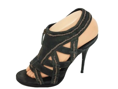 Elizabeth & James Rustic Leather Strappy High Heel Woven Sandals Zip Front 7.5 - Image 1 of 4