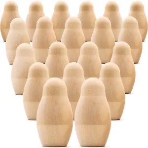 Unfinished Nesting Dolls Lot of 20 Sets by 4 pcs - Diy Gift - Unpainted Dolls - Picture 1 of 6