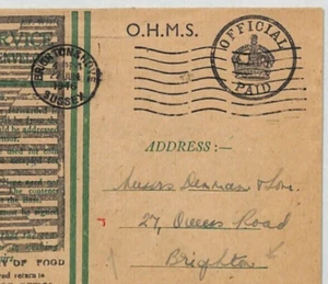 GB KGVI *TRANSORMA* Machine Sort Trial BRIGHTON OHMS Cover 1946 FOOD OFFICE XE56 - Picture 1 of 8