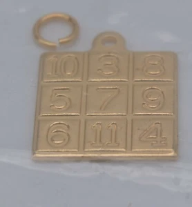 Gold Toned Magic Square Pendant All Sides Add to 21 - Picture 1 of 4