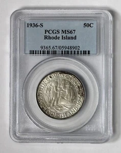 1936-S Rhode Island conmemorativo 50c graduación profesional MS67!! - Imagen 1 de 2