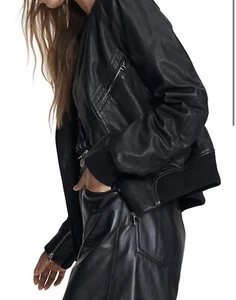 Brand New With Tag Attached Rag & Bone Leather Flight Bomber Jacket in Black S - Picture 1 of 10