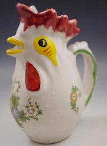 DERUTA POTTERY ITALY FOLK ART LARGE ROOSTER PITCHER 7.5" - Picture 1 of 6