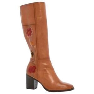 Frye Stiefel Damengröße 5,5B Nova Blume hoch cognac bestickt seitlicher Reißverschluss - Bild 1 von 8