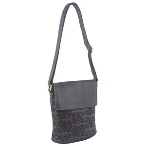 Pierre Cardin Leather Perforated Cross-Body Bag with Flap Closure - Teal - Picture 1 of 2