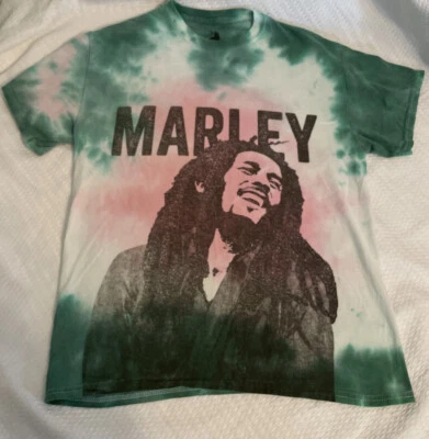 Camiseta Bob Marley Mujer Pequeña Música Rock Gráfico Rosa Verde Logo Tie Dye Foto 1 de 4