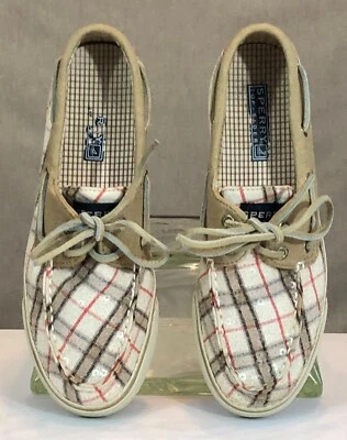Sperry Top Sider Womens Bahama Boat Shoes Nova Check Plaid with Sequins~6 - Image 1 of 4
