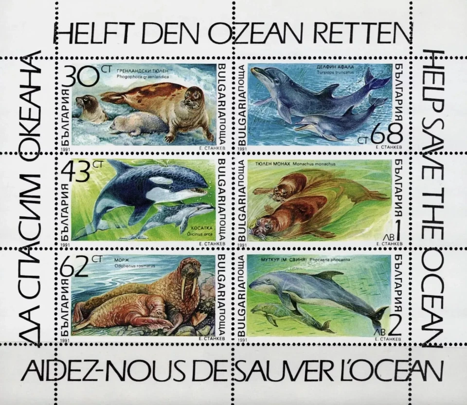 Bulgaria - MNH - Marine Mammals - Commemorative Sheet  1991 Scott# 3670a - Image 1 of 1