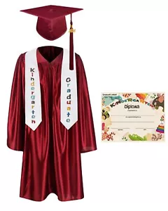 Kindergarten Graduation Cap Gown Stole Package with 2024 Tassel Certificate M... - Picture 1 of 6
