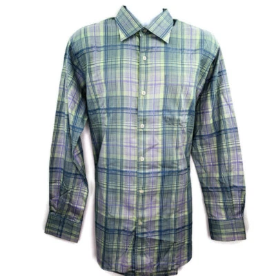 Camisa Harold Powell Para Hombre Talla Grande Púrpura Verde Azul Cuadros LS Abotonada Foto 1 de 4