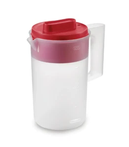 Rubbermaid Plastic Pitcher, Clear/Red, 2 Quart - Picture 1 of 3