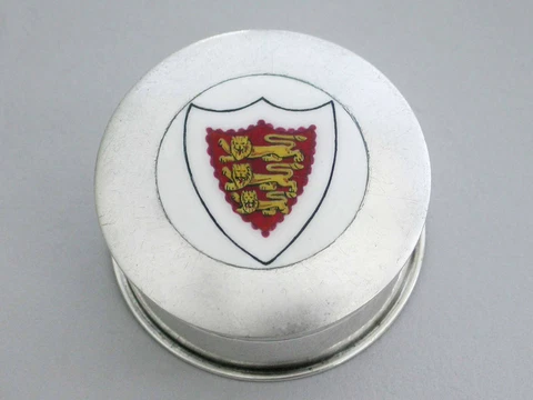 George V Silver & Enamel Oriel College Oxford University Trinket Box 1926 Cover