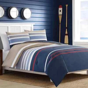 2 Piece Full/queen King Size Multicolored Striped Cotton Twin Comforter Set Sham - Picture 1 of 4