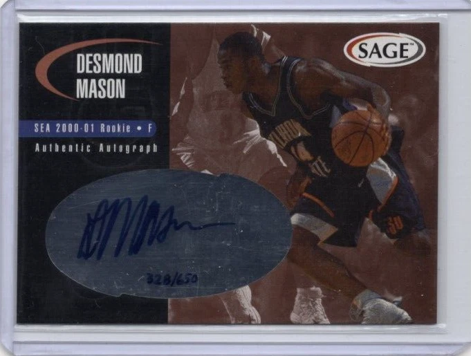 Tarjeta automática #A33 Desmond Mason NCAA Oklahoma State 2000-01 SAGE HIT RC Foto 1 de 2