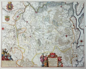 BELGIEN BRABANTIA TERTIA PARS BRABANTIAE ANTVERPIA ANTWERPEN WAPPEN BLAEU 1645 - Picture 1 of 2